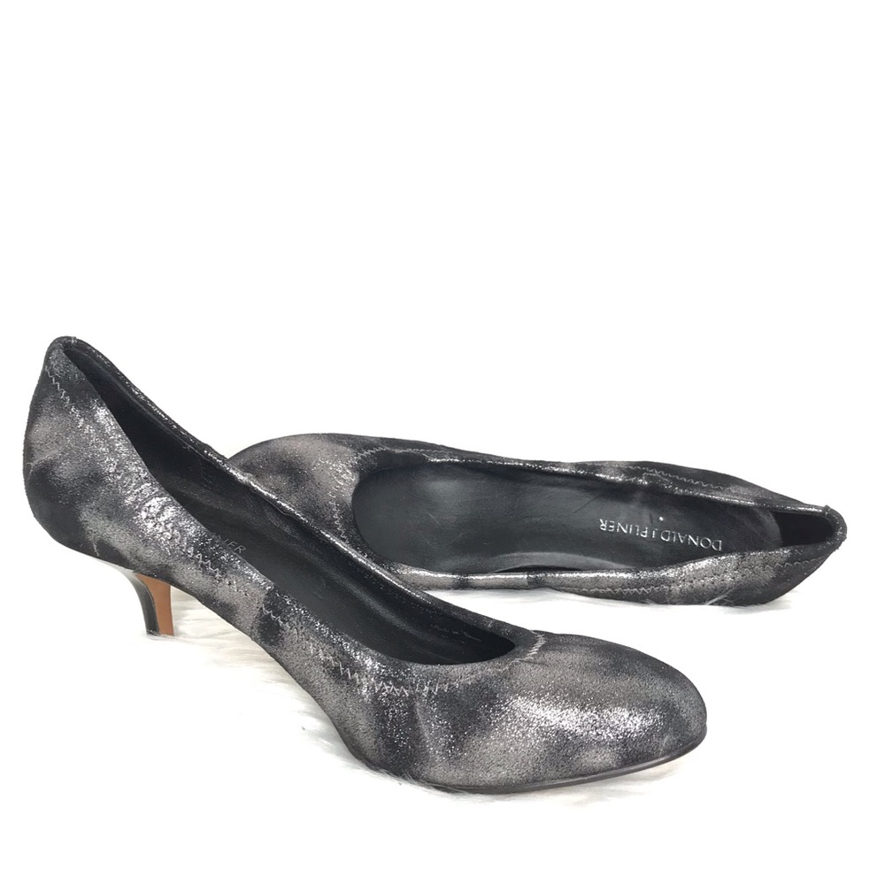 Donald Pliner Metallic Edgy Black & Silver Heels